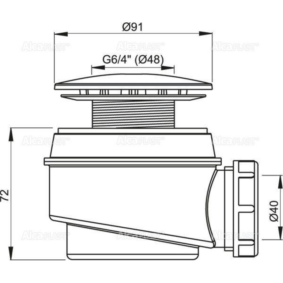 Сифон для душевого поддона AlcaPlast A47CR-60 хром