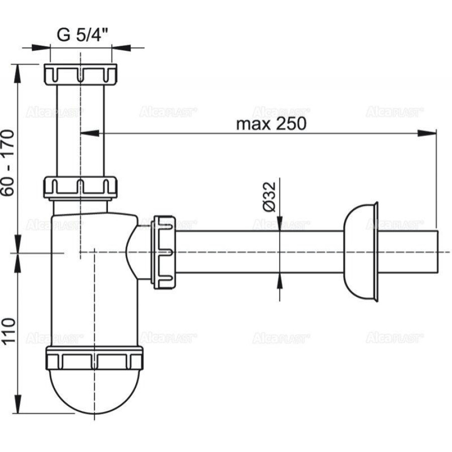 Сифон для умывальника AlcaPlast A430