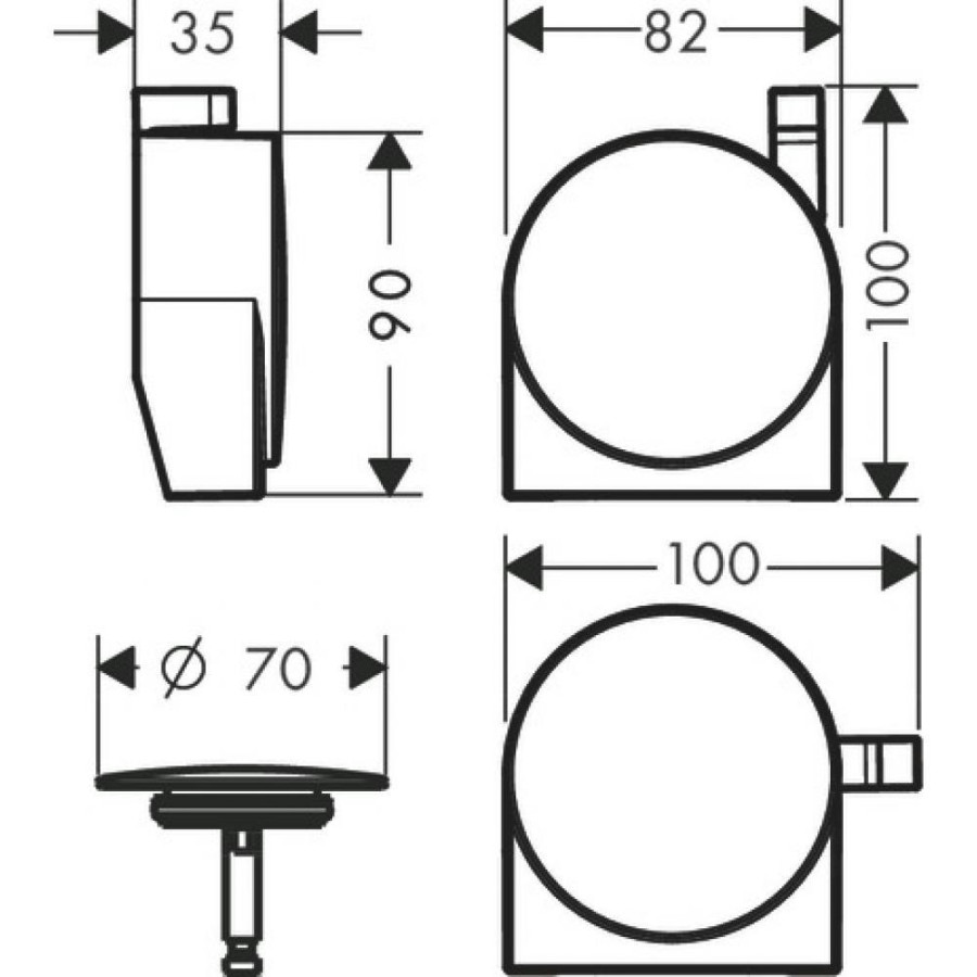 Внешняя часть излива на ванну hansgrohe Exafill S 58117000 с набором для слива и перелива