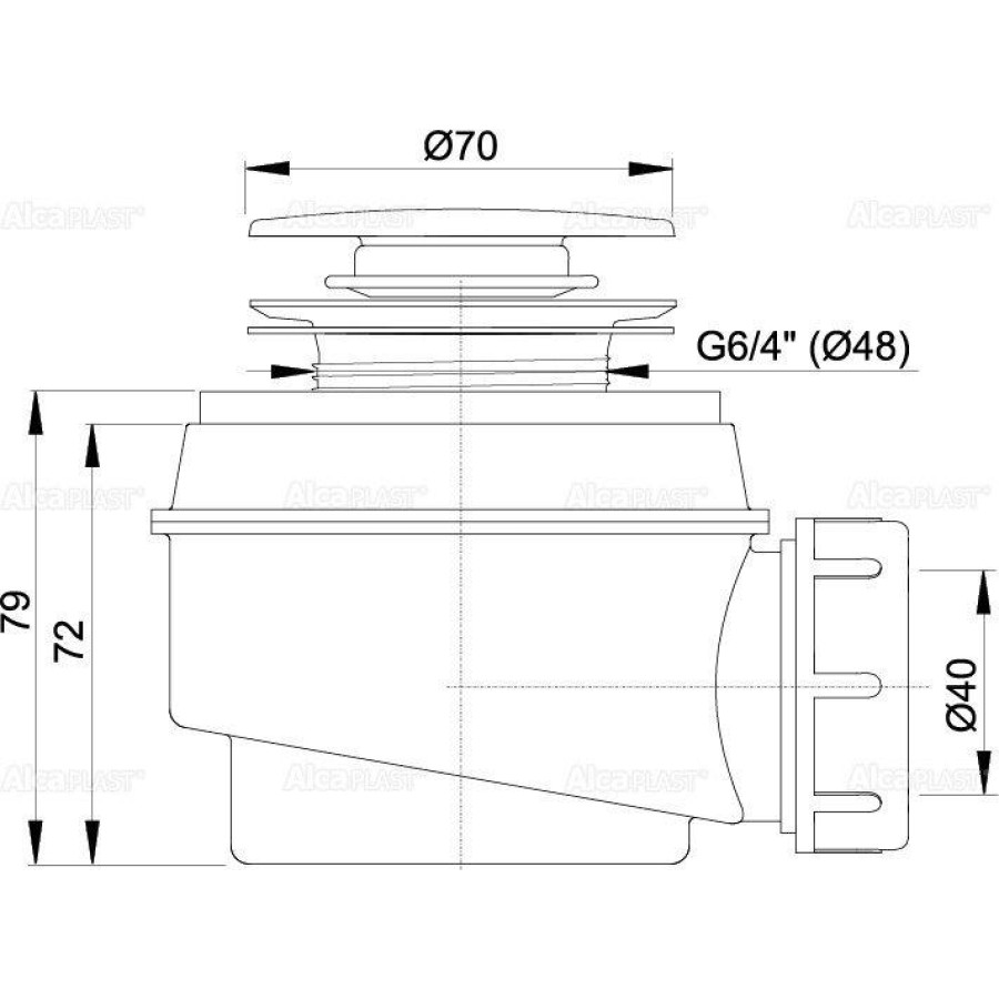 Сифон для душевых поддонов AlcaPlast A466-50 click-clack