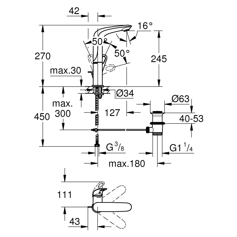 Смеситель для раковины Grohe Eurostyle 2015 23569LS3