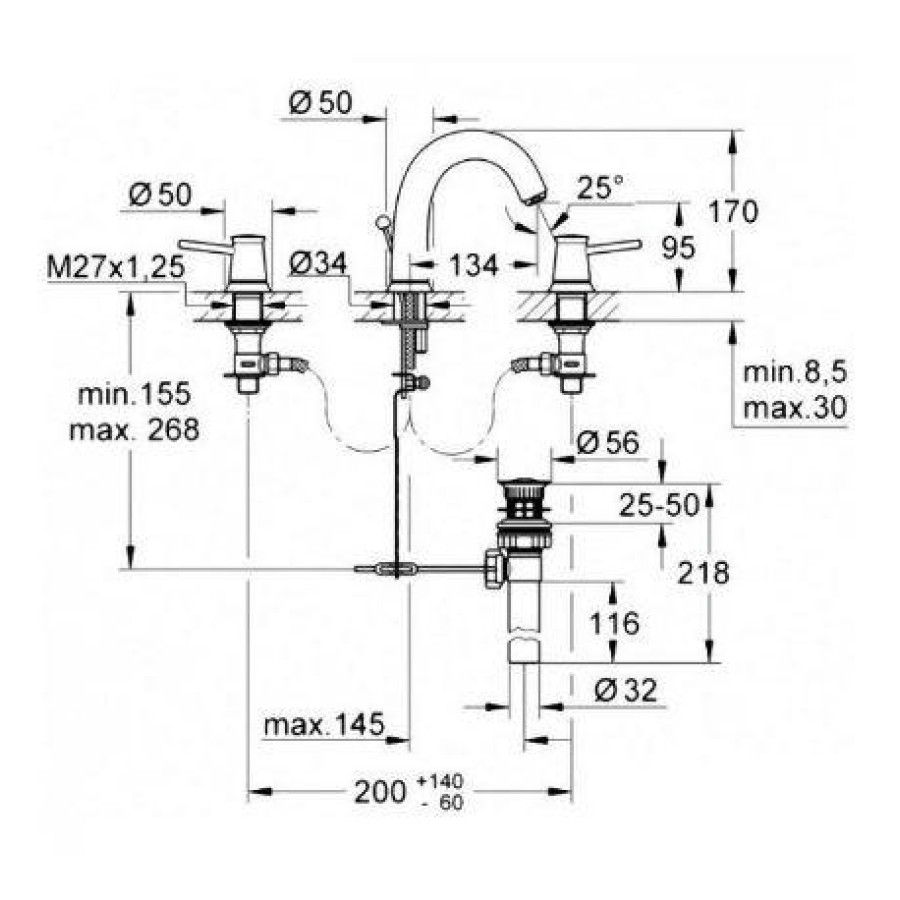 Смеситель для раковины GROHE BauClassic 20470000