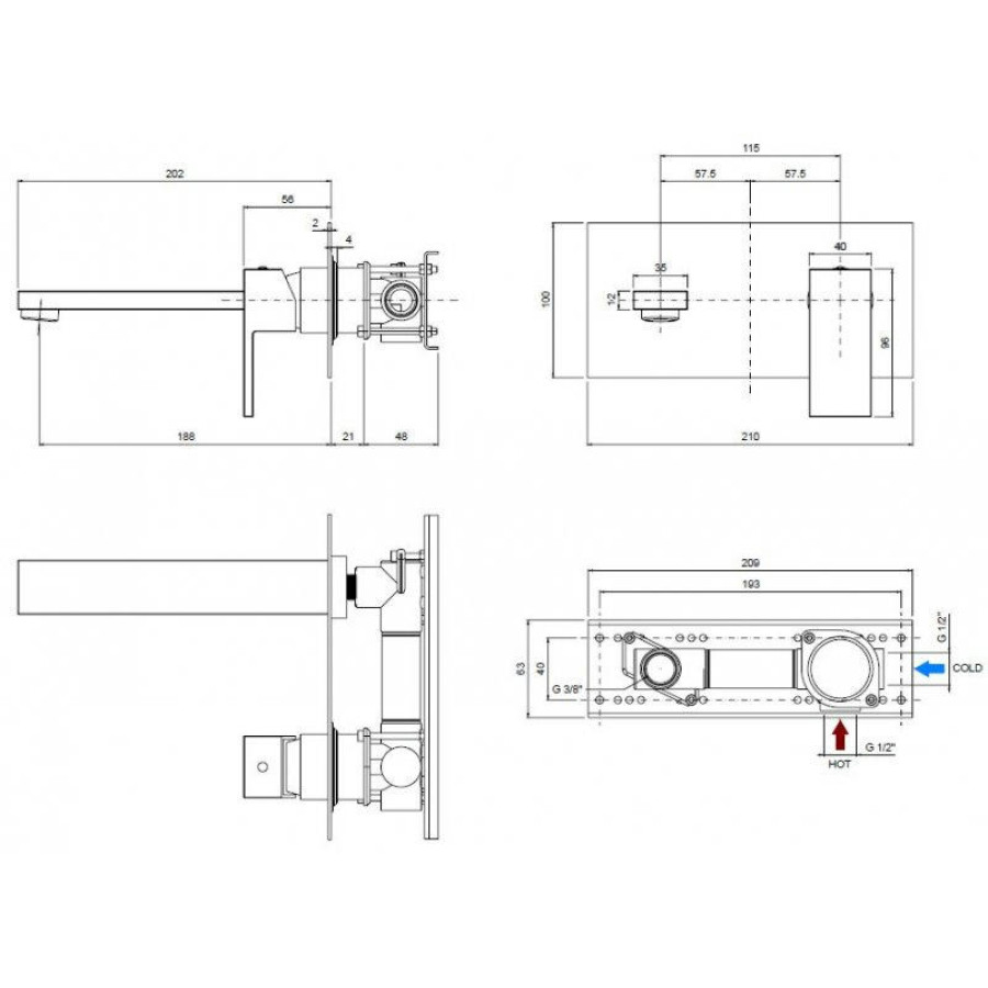 Смеситель для раковины Cezares UNIKA-BLI1-02