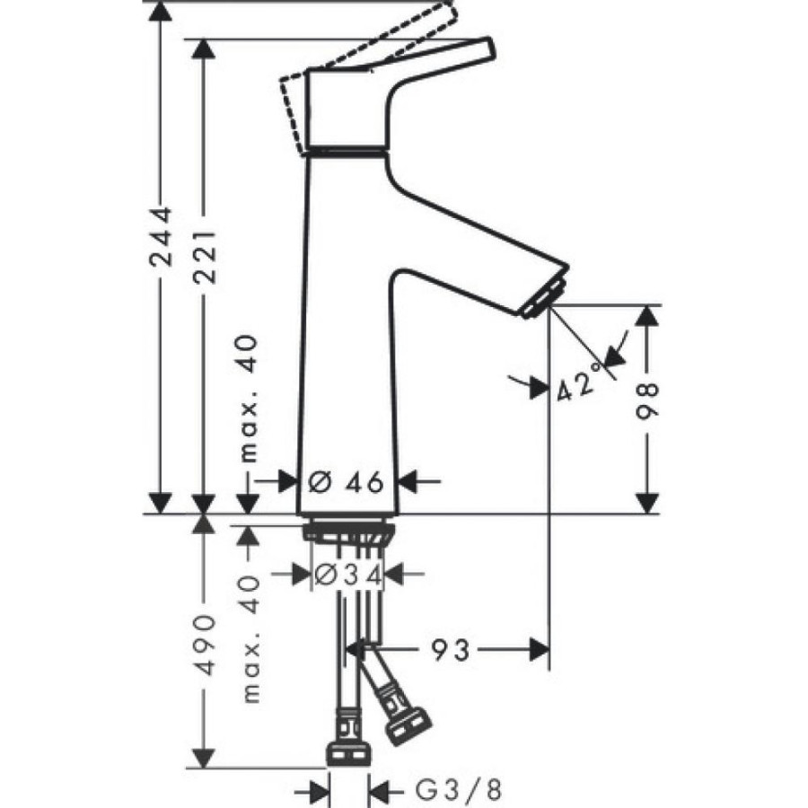 Смеситель для раковины hansgrohe Talis S 100 LowFlow 72025000 3,5 л /мин, без сливного набора, хром