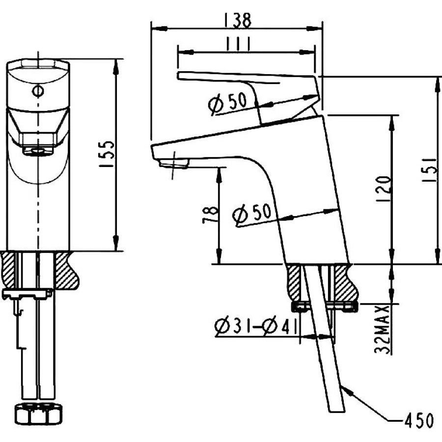 Смеситель для раковины Bravat LINE F15299C-1