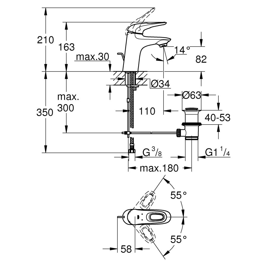 Смеситель для раковины Grohe Eurostyle 2015 33558003