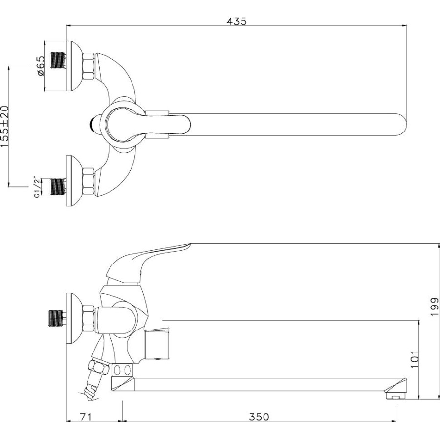 Смеситель для ванны Lemark Swan LM5451BG с лейкой