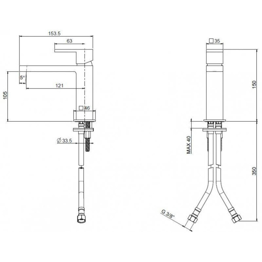 Смеситель для раковины Cezares UNIKA-LSM1-03/24-W0