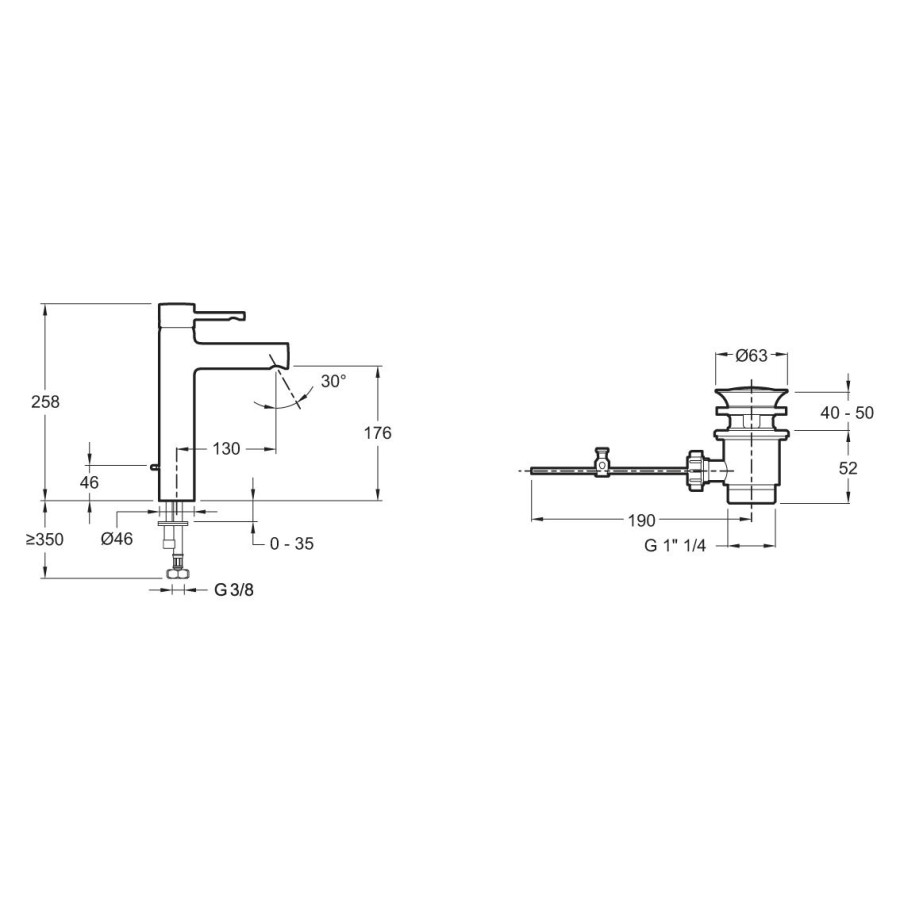 Смеситель для раковины Jacob Delafon Cuff E37303-CP