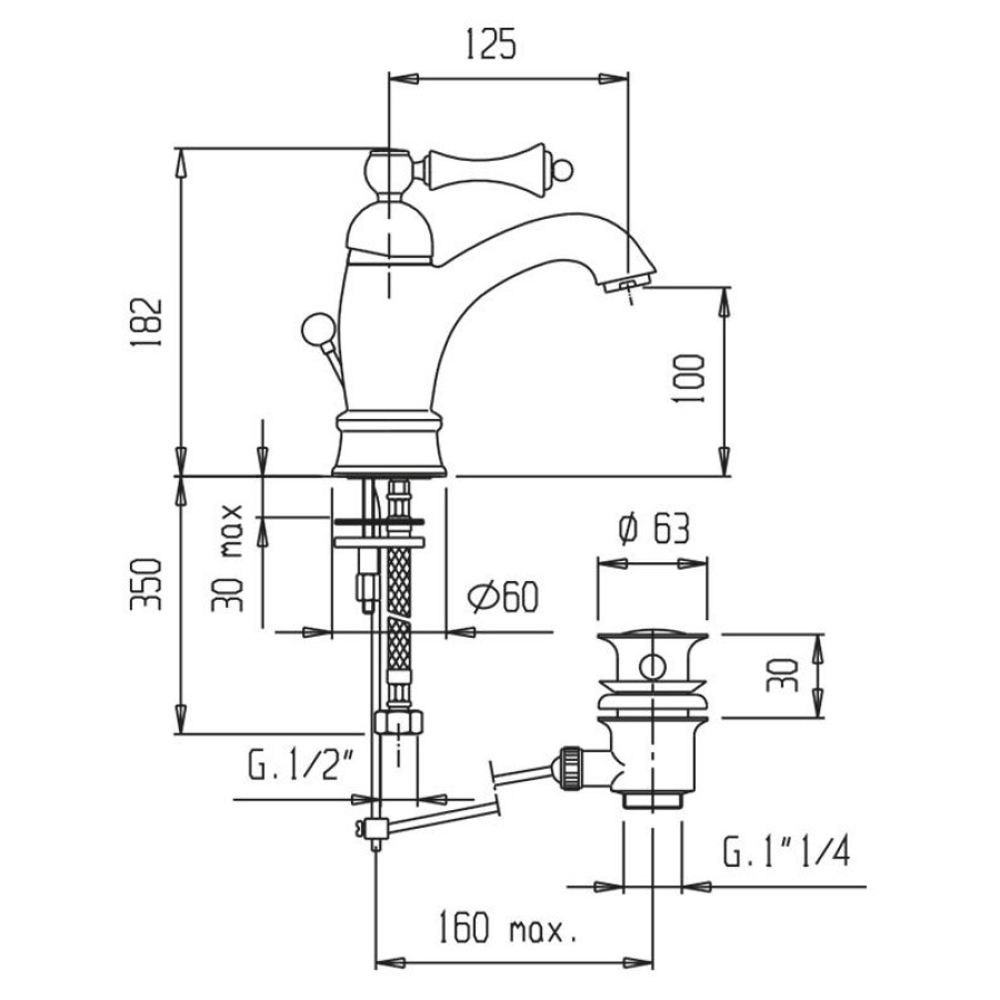 Смеситель для раковины Cezares Margot MARGOT-LSM1-A-02-Bi