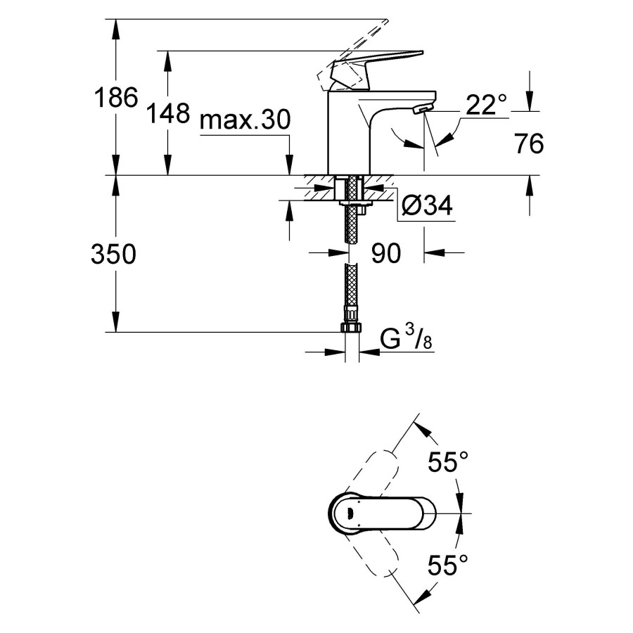 Смеситель для раковины Grohe Eurosmart Cosmopolitan 32824000