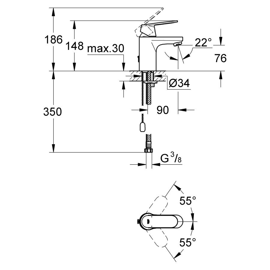 Смеситель для раковины Grohe Eurosmart Cosmopolitan 3282700E