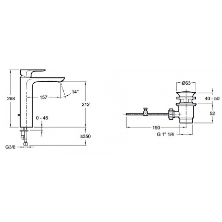 Смеситель для раковины Jacob Delafon Aleo E72298-4-CP