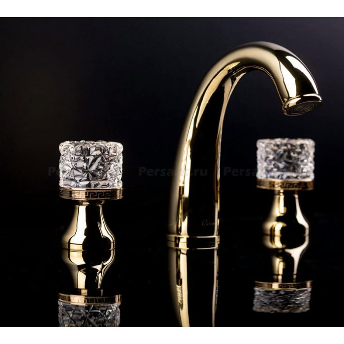 Смеситель для раковины Boheme Crystal 297-CRST золото глянцевое