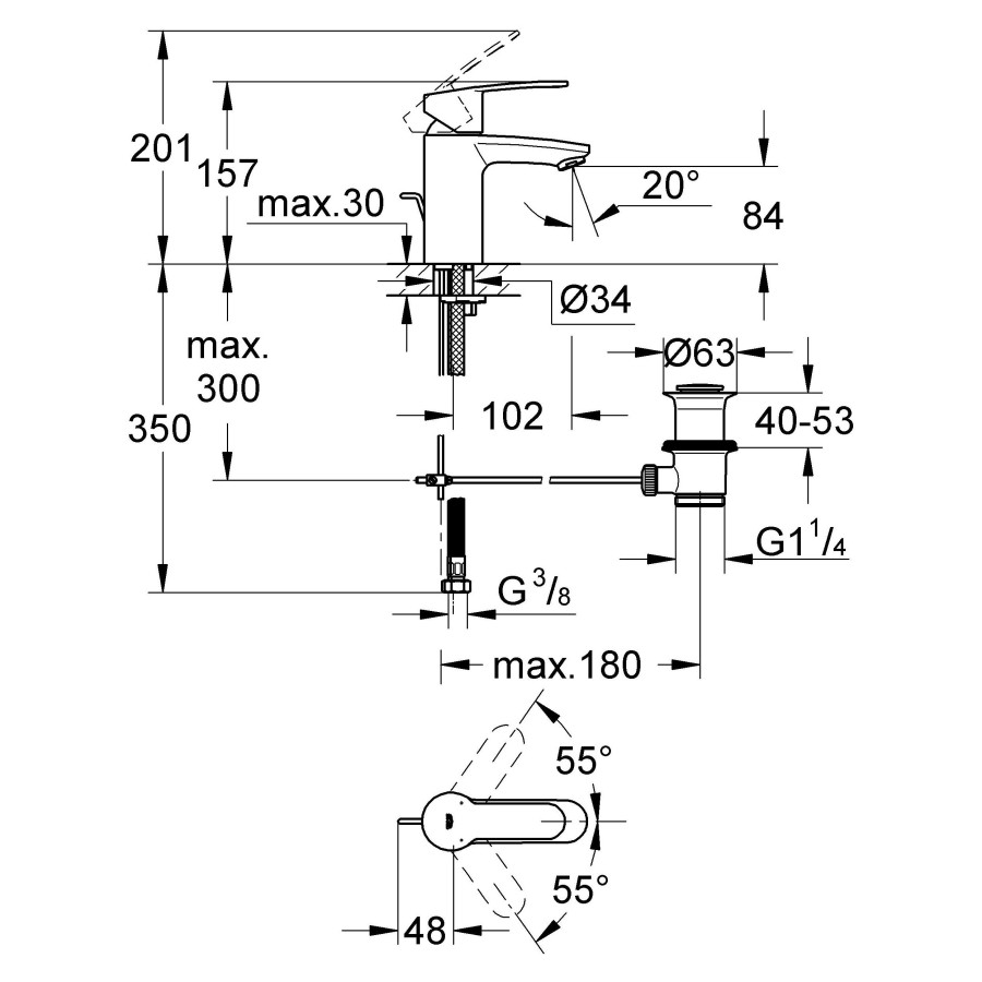 Смеситель для раковины Grohe Eurostyle 33552002