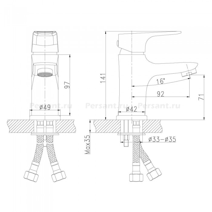 Смеситель для раковины Rossinka RS31 RS31-11 хром