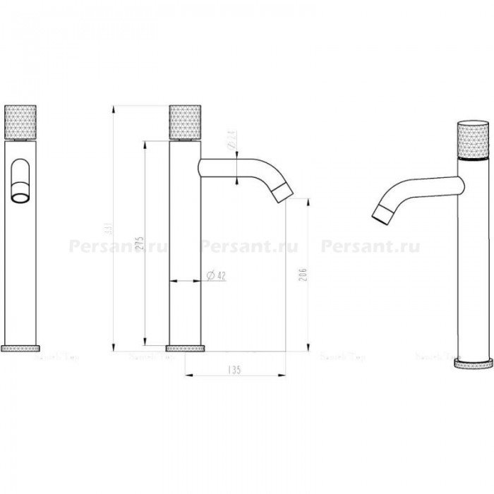 Смеситель для раковины Boheme Stick 122-BB черный матовый