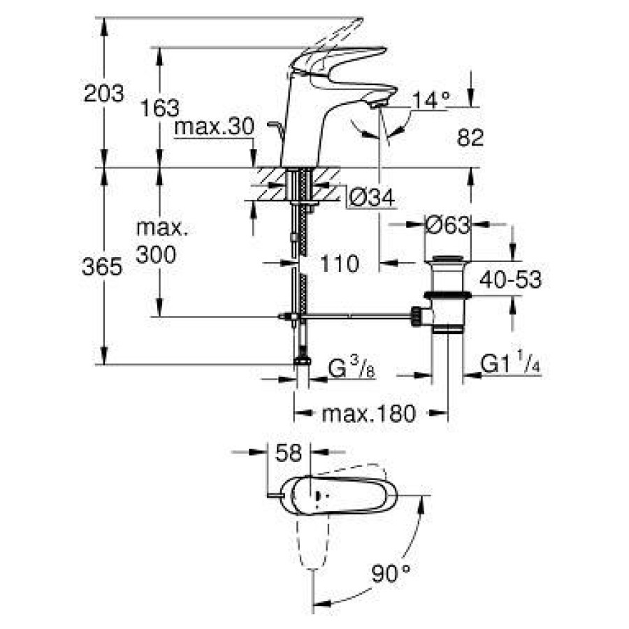 Смеситель для раковины GROHE Eurostyle 23709LS3