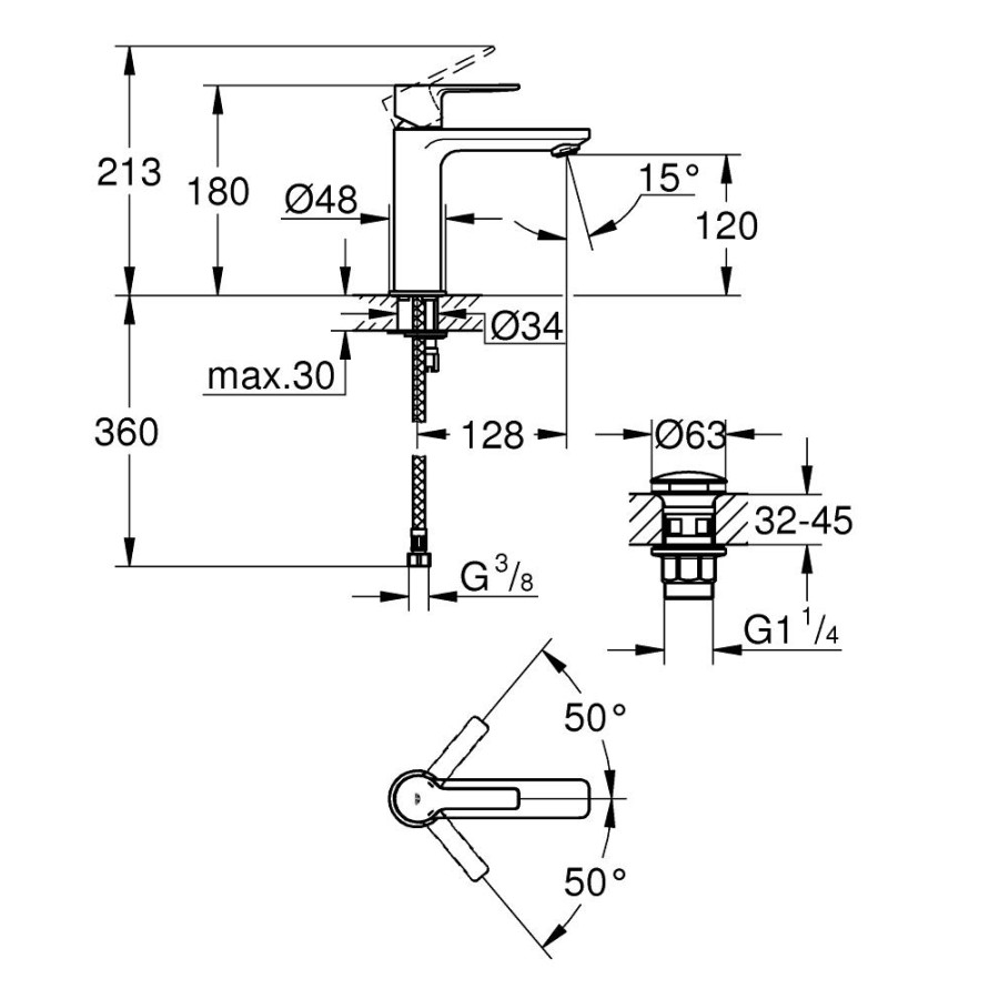 Смеситель для раковины GROHE Lineare 23106001