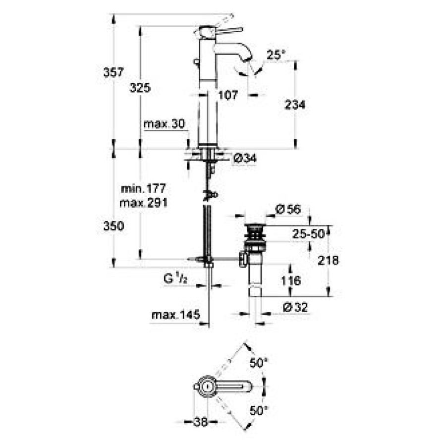 Смеситель для раковины Grohe BauClassic 32868000