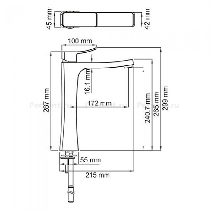 Смеситель для раковины WasserKraft Aller 1063H хром