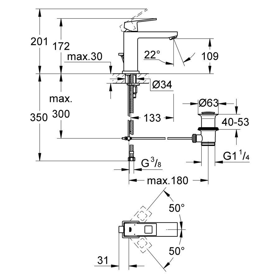 Смеситель для раковины Grohe Eurocube 23445000