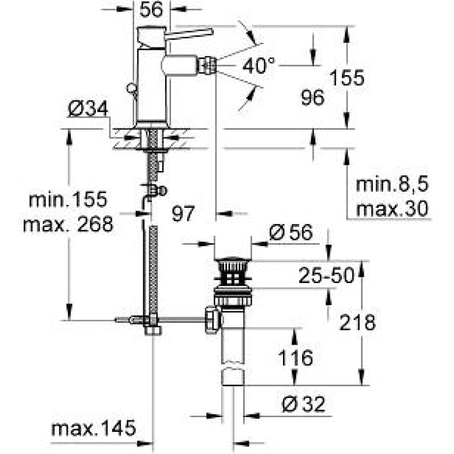 Смеситель для биде Grohe BauClassic 32864000