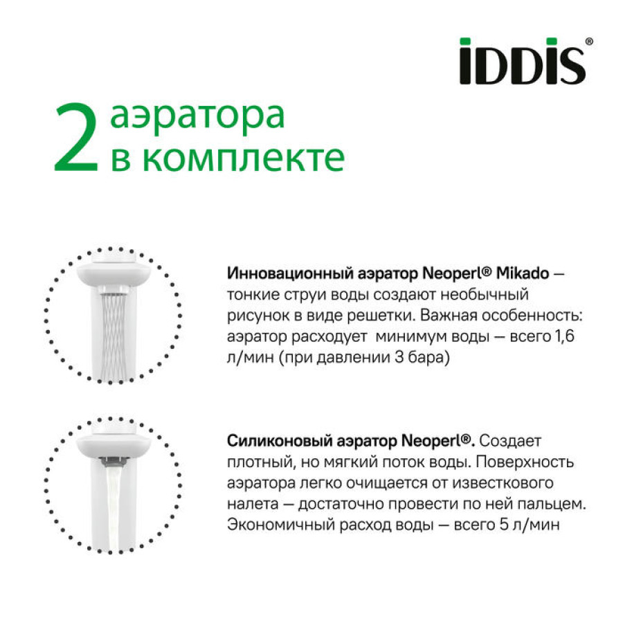 Смеситель для раковины IDDIS Slide SLIWTBTi01 белый матовый