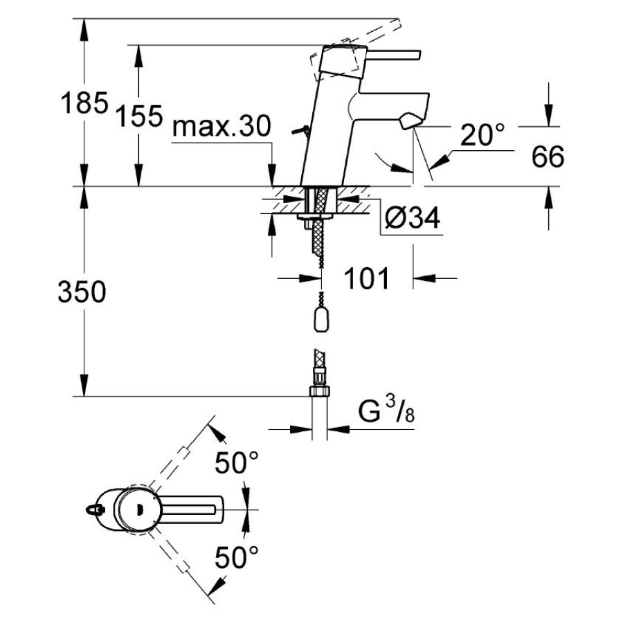 Смеситель для раковины Grohe Concetto 3220610E