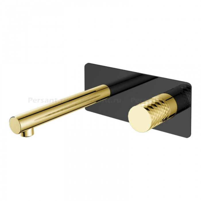 Смеситель для раковины Boheme Stick 125-BG встраиваемый, черный/золото