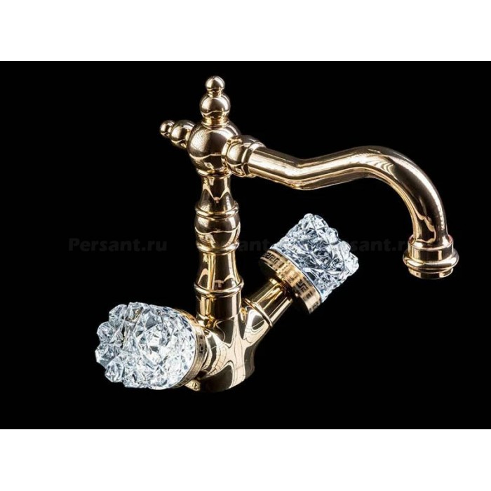 Смеситель для раковины Boheme Crystal 292-CRST золото глянцевое