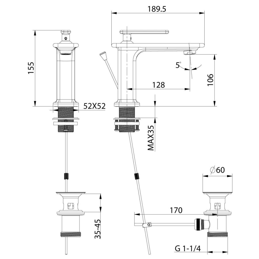 Смеситель для раковины Lemark Mista LM6406WG