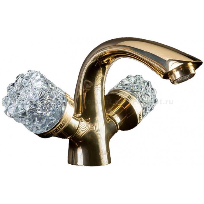 Смеситель для раковины Boheme Crystal 291-CRST золото глянцевое