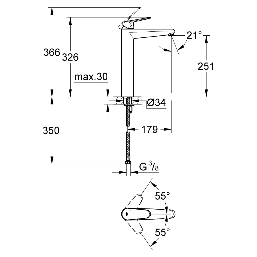 Смеситель для раковины Grohe Eurodisc Cosmopolitan 23432000