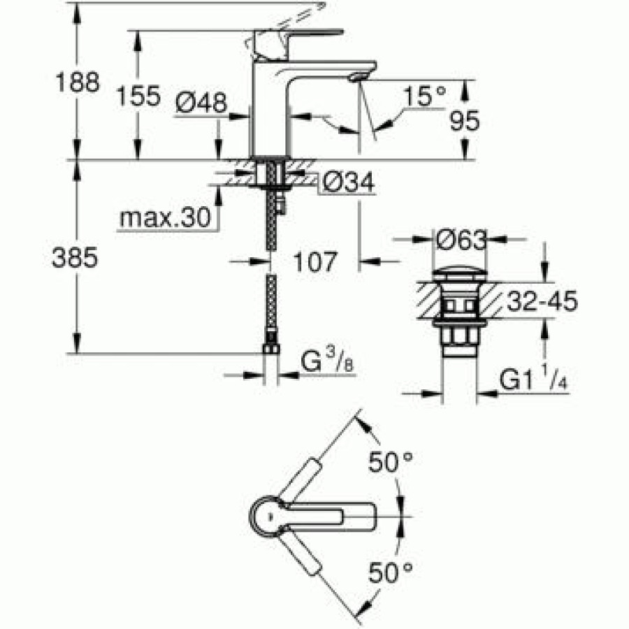 Смеситель для раковины GROHE Lineare 23791001