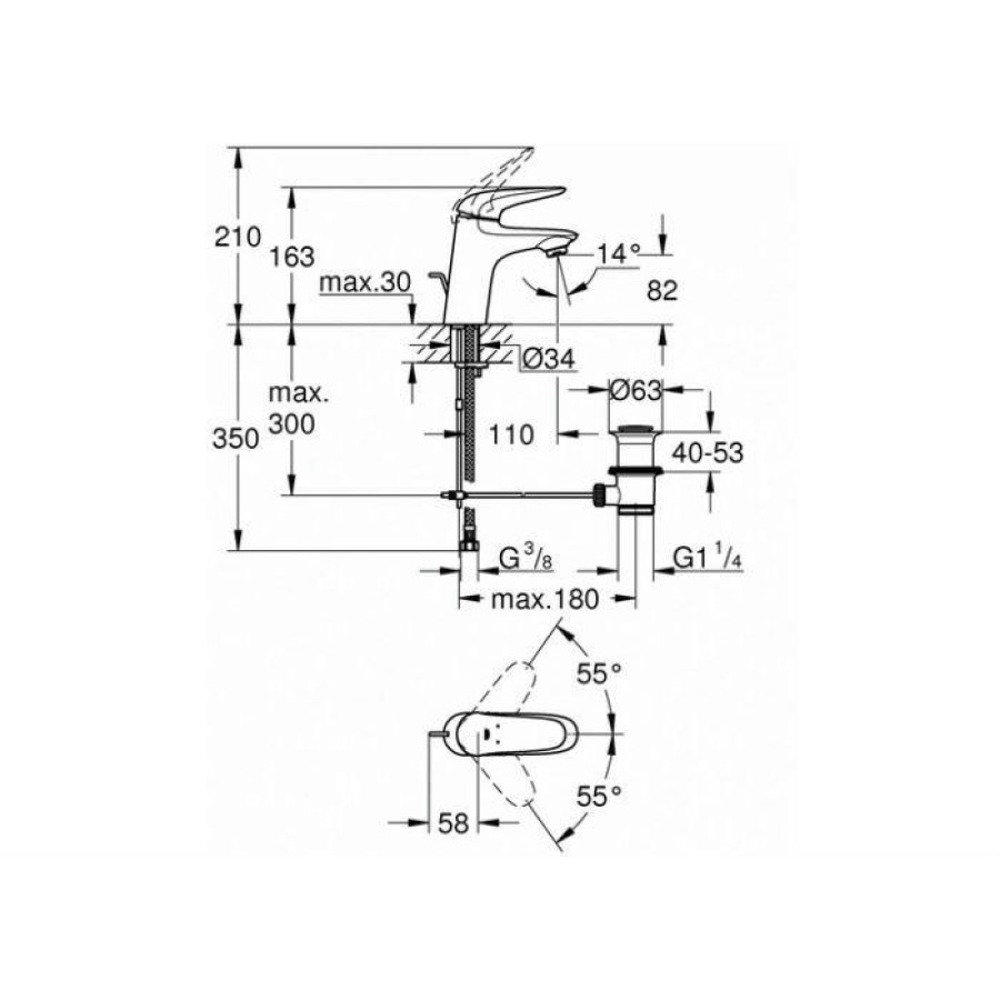 Смеситель для раковины Grohe Eurostyle 2015 Solid 23707003