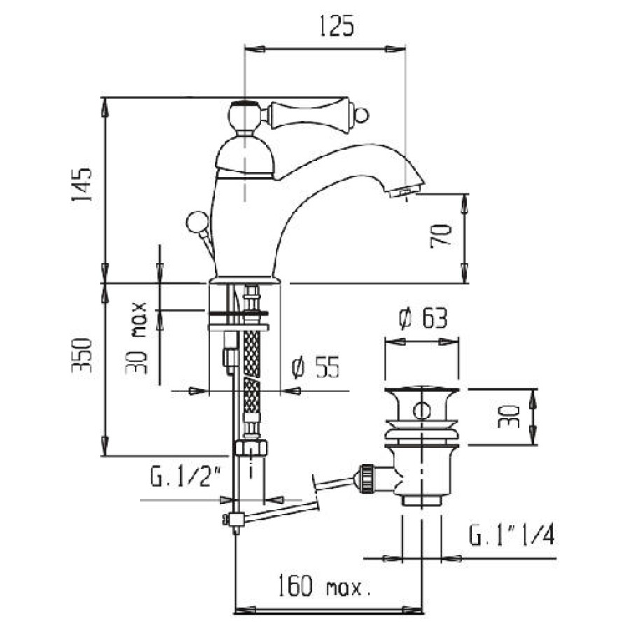 Смеситель для раковины Cezares Margot MARGOT-LSM1-01-Bi