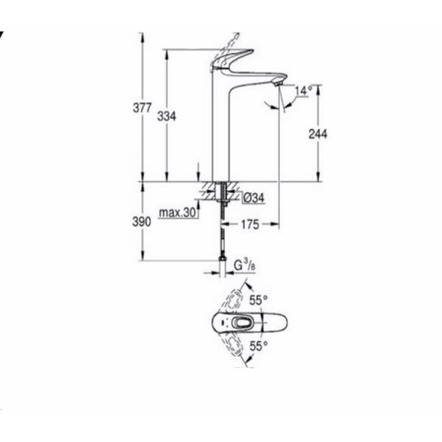 Смеситель для раковины Grohe Eurostyle 2015 23570003