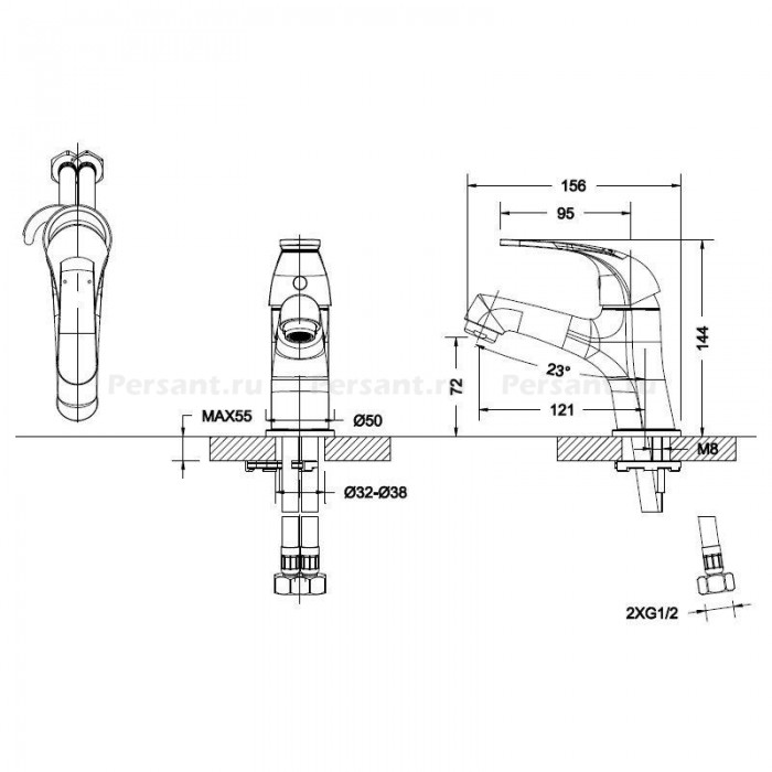 Смеситель для биде Bravat FIT F3135188CP-RUS хром