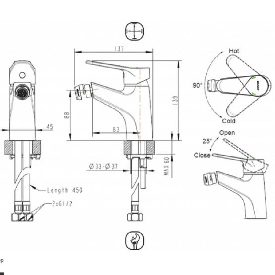 Смеситель для биде Bravat Eco F3111147C