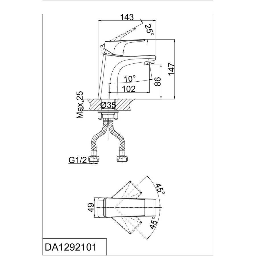 Смеситель для раковины D&K Rhein Hertz DA1292101 хром