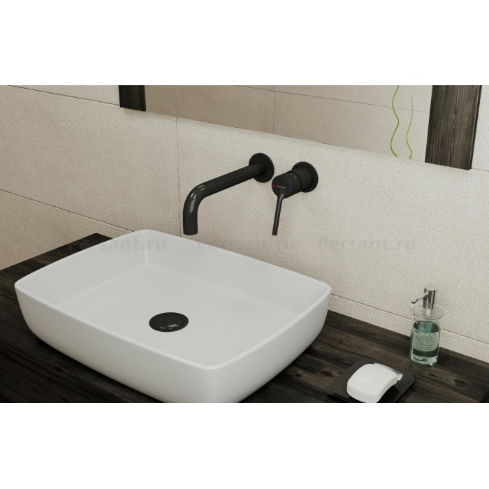 Смеситель для раковины Bravat P8461217BW-ENG  встраиваемый, черный матовый