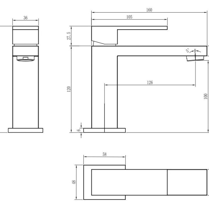 Смеситель для раковины Boheme Qubic 471-BR