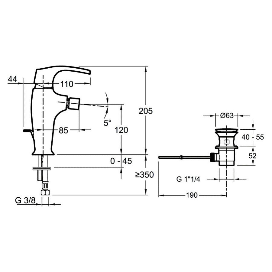 Смеситель для биде Jacob Delafon SYMBOL E73680-CP