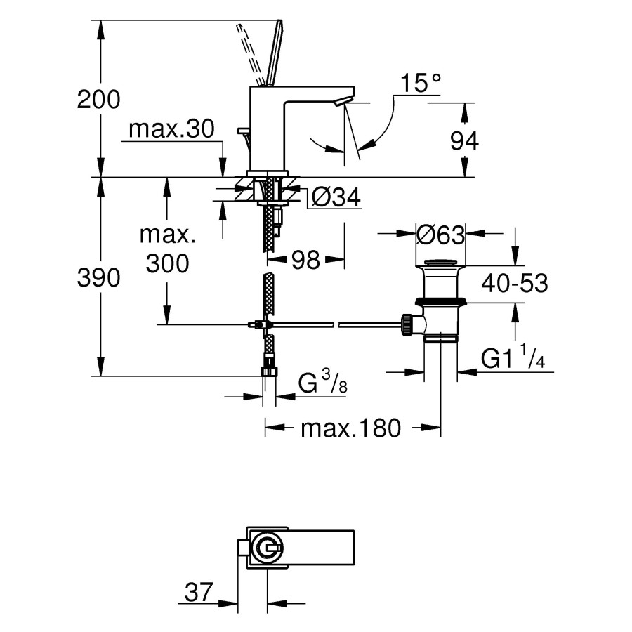 Смеситель для раковины Grohe Eurocube Joy 23654000