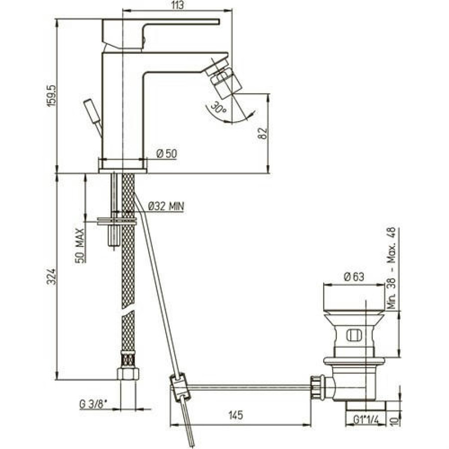 Смеситель для биде Paini Dax-R 84PZ306R