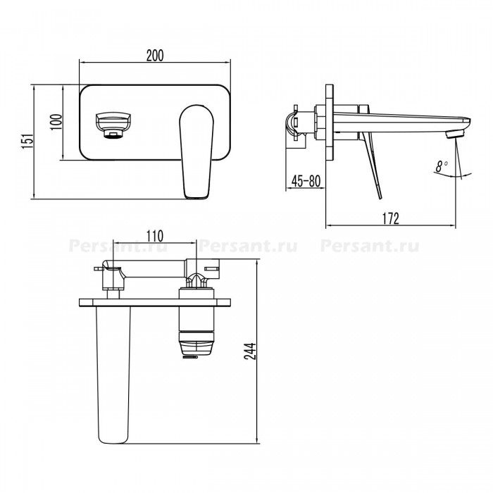 Смеситель для раковины Lemark Bronx LM3726GM встраиваемый, графит