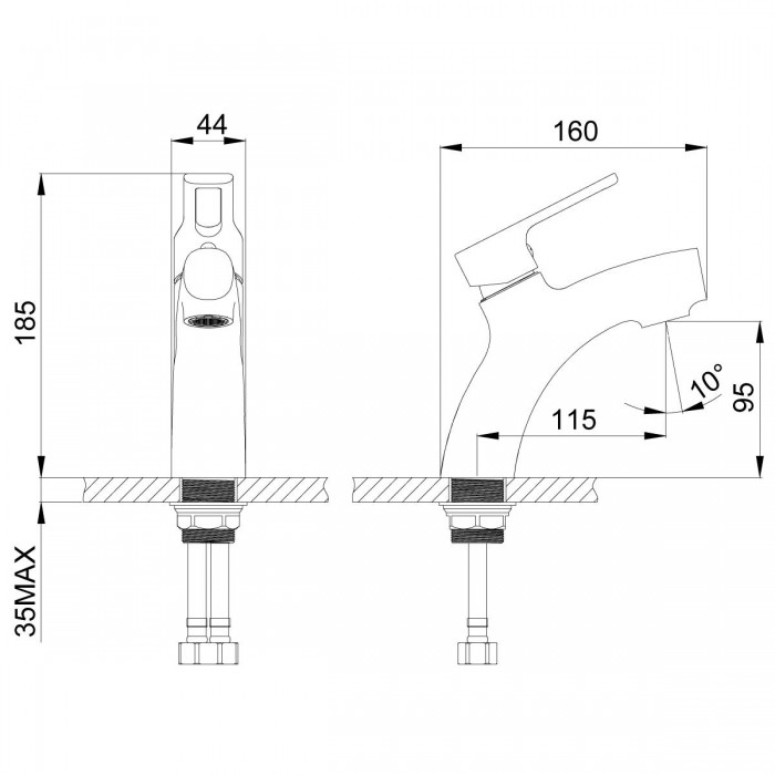 Смеситель для раковины Rossinka RS43-11U хром