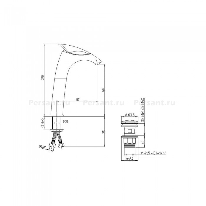 Смеситель для раковины Paini F1 F1CR211LL2SSSRKM с донным клапаном, хром