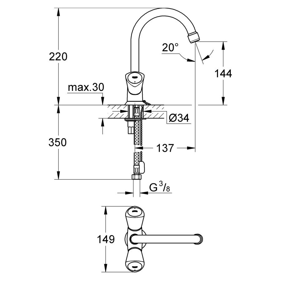 Смеситель для раковины Grohe Costa S 21338001